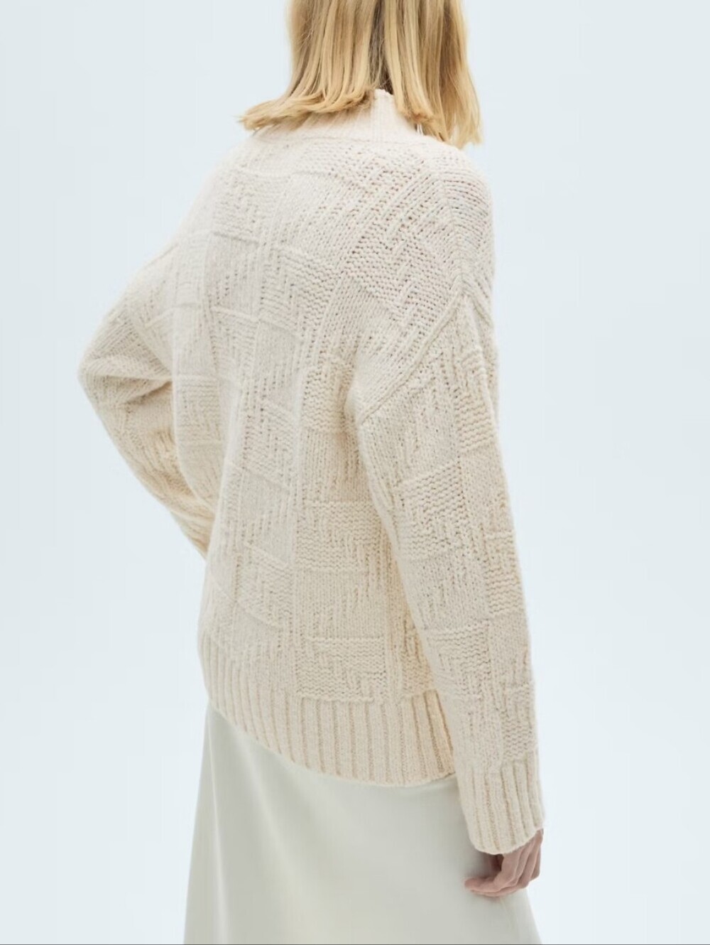 NWT Mango Chunky-knit Sweater With Perkins Neck, Ecru Cream Color - Picture 2 of 10